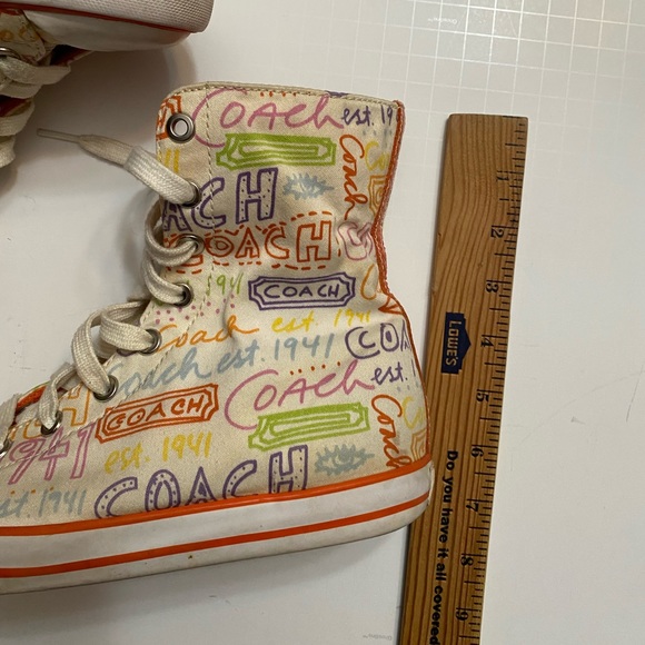 Coach womens all-over graffiti print hi-top/fold over, Bonney sneakers size 6B - Picture 5 of 12